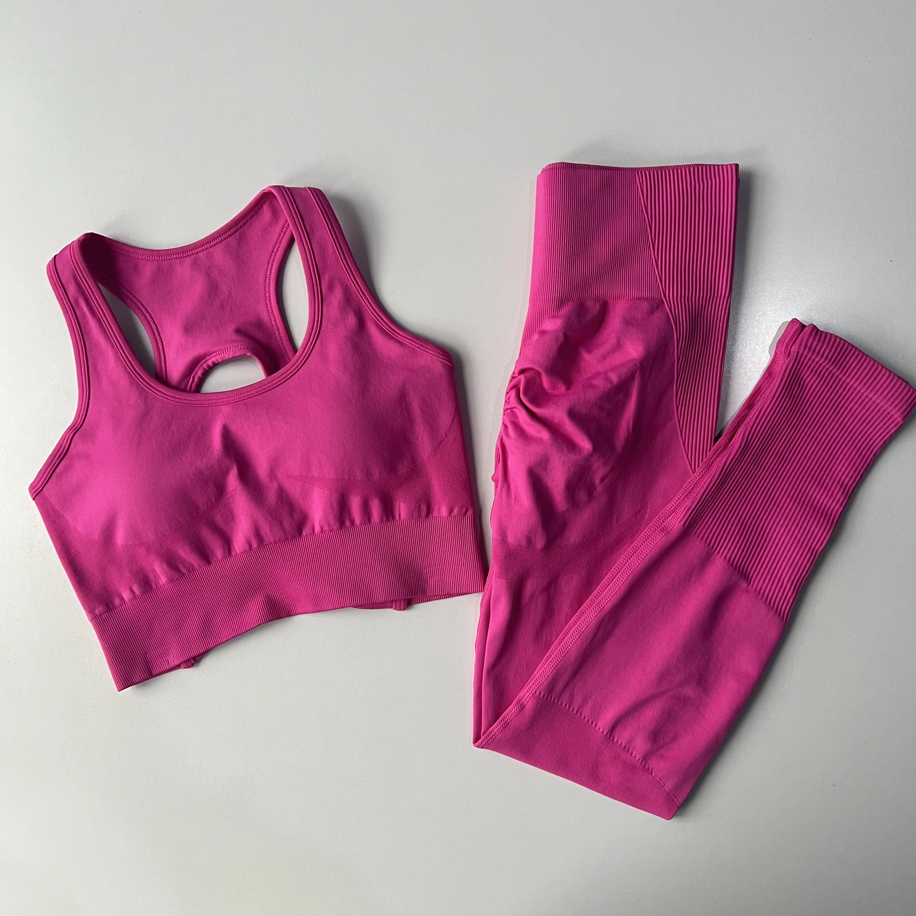 Sujetadores deportivos a prueba de golpes, mallas profesionales para Fitness, belleza, sujetador trasero, secado rápido, correr, traje de Yoga de cintura alta, conjunto de dos piezas