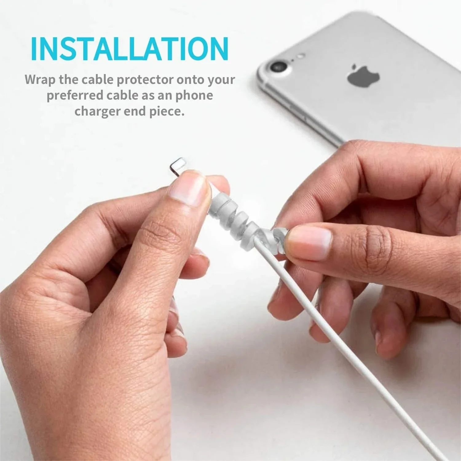 Protector de Cable de silicona, enrollador en espiral, cubierta protectora de Cable para teléfono, accesorios de Cable de cargador USB, 6/20 piezas
