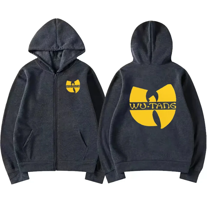 Sudadera con capucha con gráficos de Hip Hop Années 90 Wu Clan T-tangs para hombre y mujer, chaqueta punk con cremallera, abrigo gótico de lana de manga larga, ropa informal suelta
