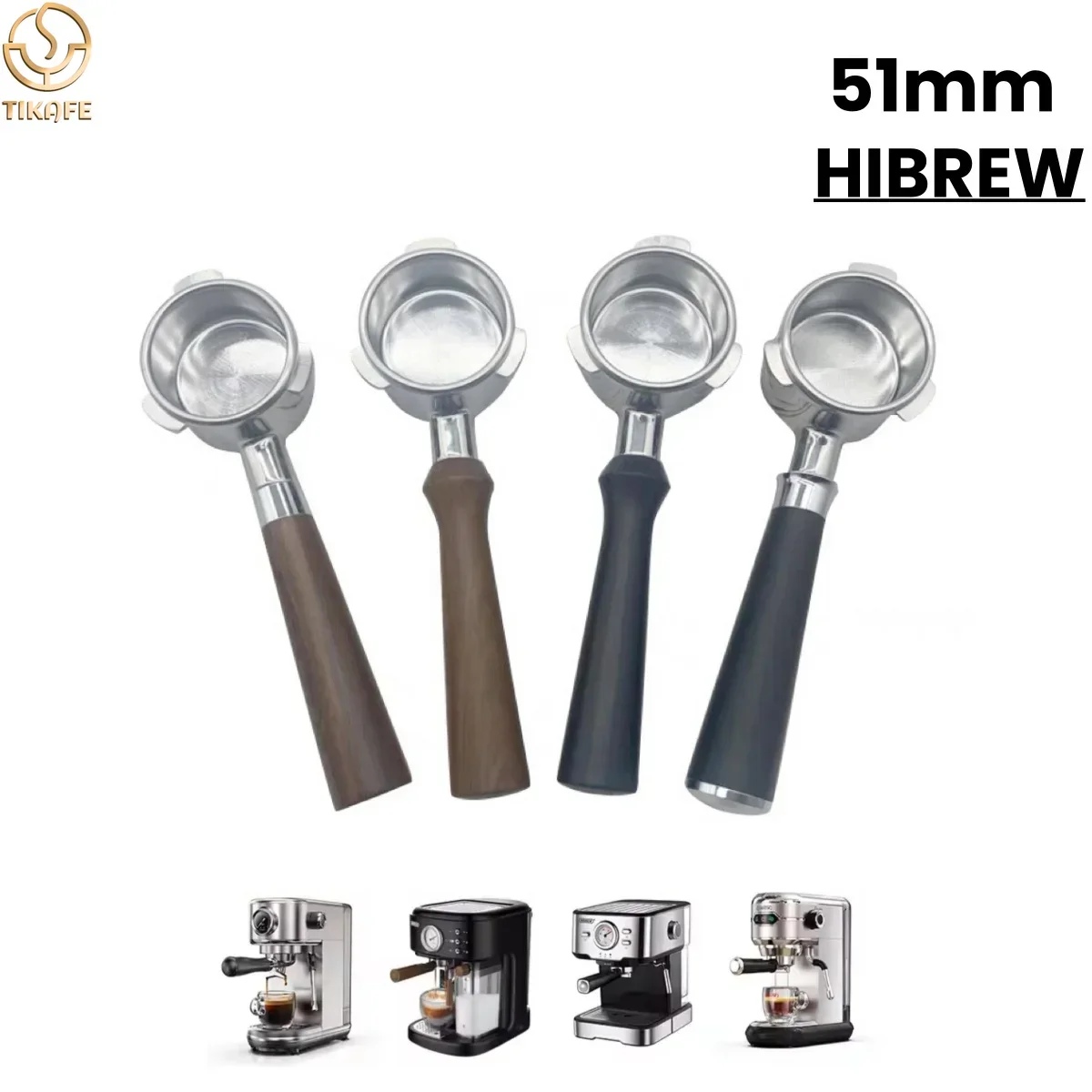 Portafiltro sin Fondo de 51 mm para Café, Compatible con HIBREW H10B/H11/H8A, Kitfort, Mr. Cafetera Sangkee ESS5, em450m, Cafetera Espresso con Cesta