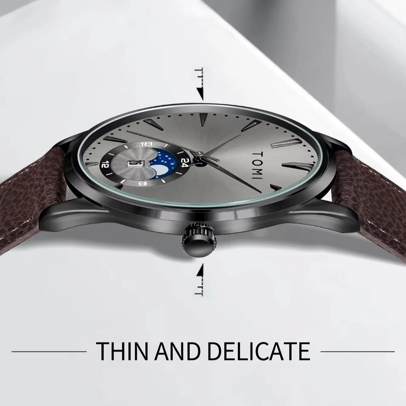 TOMI Set de Regalo de 2 Relojes para Hombre con Bolígrafo, Reloj de Cuarzo de Lujo con Calendario, Ideal para Regalo de Cumpleaños o Festivos