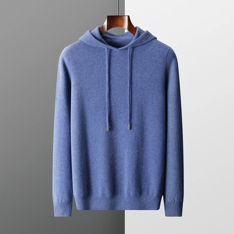 Sudadera con capucha de una pieza de Cachemira para hombre y mujer, sudadera de punto de lana merina 100%, informal, grande, larga, para otoño e invierno