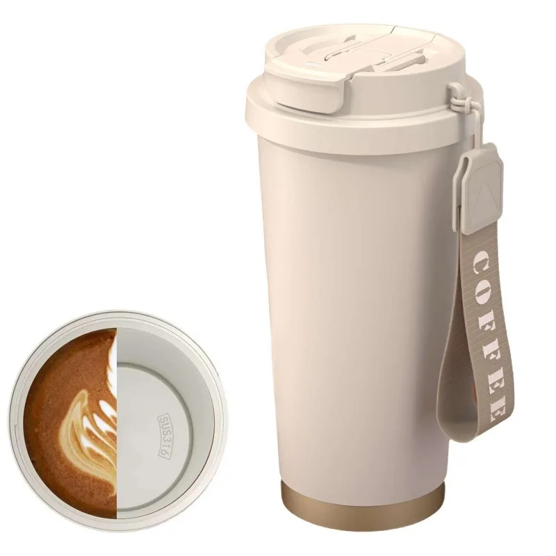 Frascos de vacío de cerámica de gran capacidad, termos reutilizables de doble pared, taza de café de acero inoxidable, taza aislada, artículos para beber para el hogar