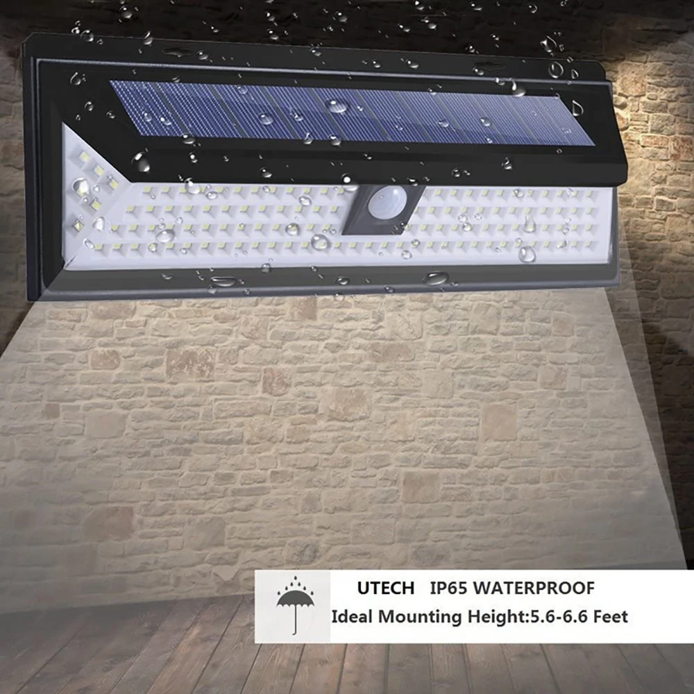 Luz LED de colector Solar para exteriores, luz de pared con Sensor, 118 luces, 4400mAh, iluminación fuerte, luz con Sensor Solar para decoración de jardín