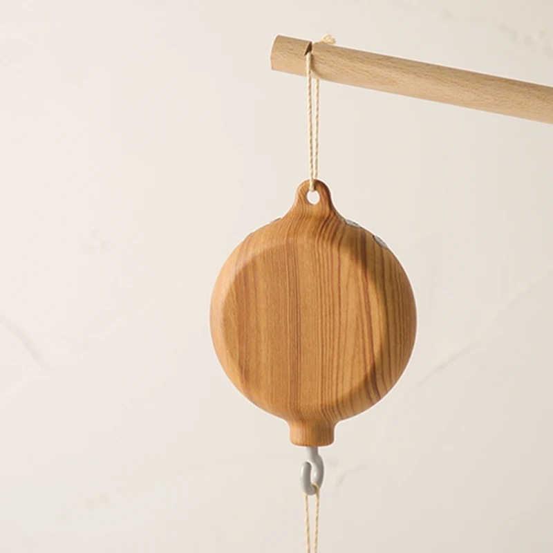Campana de cuna giratoria con canciones, campana colgante para cama de bebé de 0 a 12 meses, juguete con Motor, accesorio colgante, juguete para guardería, grano de madera