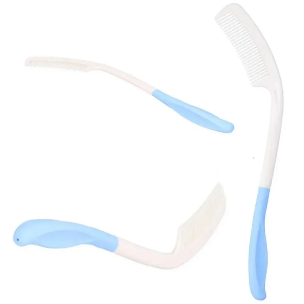 Peine de mango largo para ancianos, cepillo de pelo curvo ergonómico antideslizante para artritis, ayuda para pacientes discapacitados, cuidado de la salud, 1 Uds.