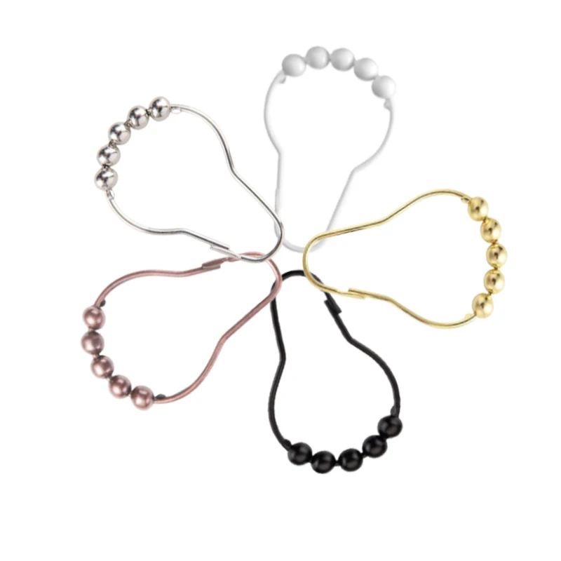 12 unids/set ganchos para cortina de ducha poste de baño anillo de elevación en forma de calabaza 5 hebillas de cortina de cuentas accesorios de poste de cortina de ducha