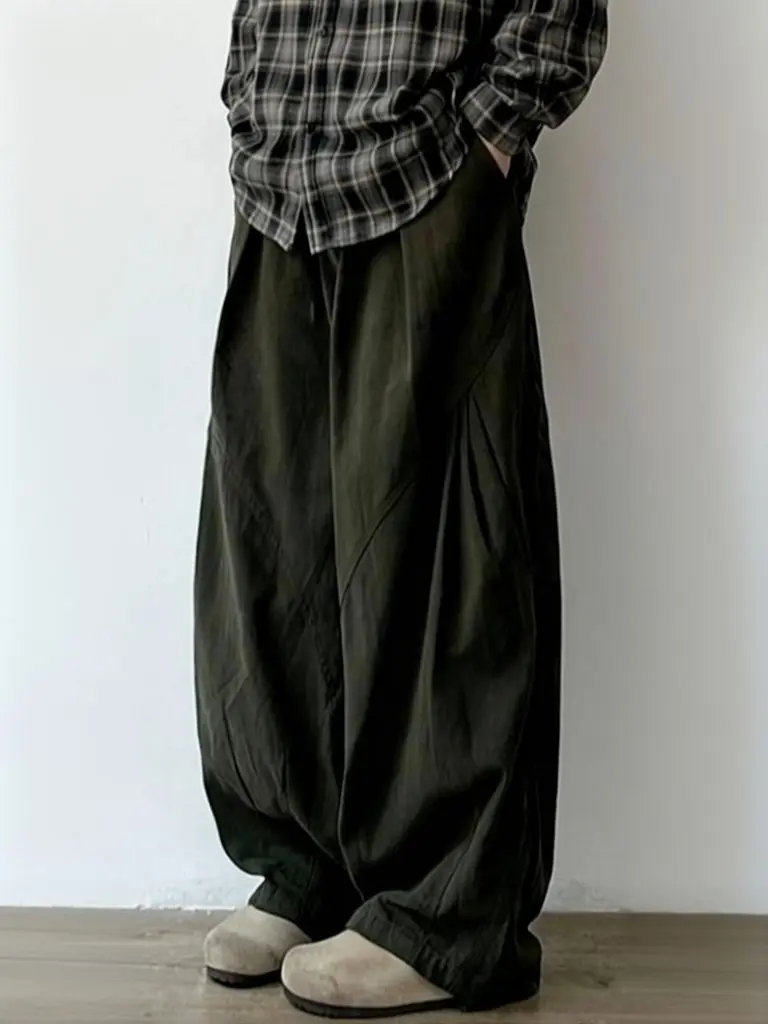 Pantalones Harajuku para Hombre, Pantalones Anchos, Pantalones Deportivos de Pierna Ancha, Pantalones Casuales Vintage, Pantalones Rectos, Ropa Urbana de Algodón, Estilo Japonés de Verano