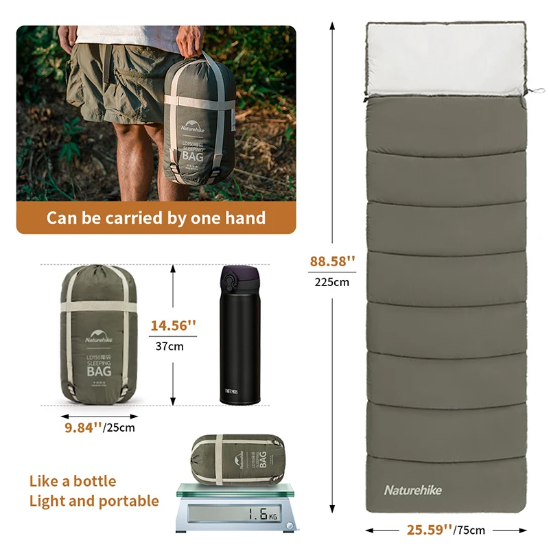 Naturehike-saco de dormir de algodón 2 en 1, saco de dormir para acampar, ultraligero, empalmable, para verano