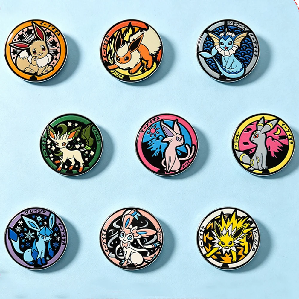 9 pines coleccionables de esmalte Kawaii Eeveelutions Espeon, broche de anime con diseño de elfo zorro monstruo, insignia para mochila, chaqueta, regalo.