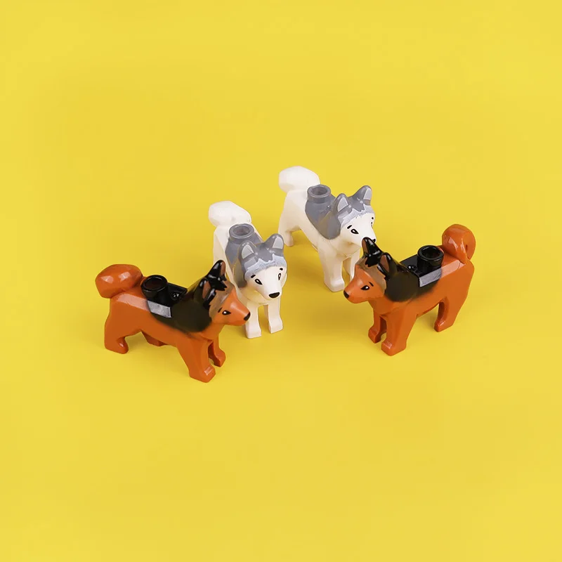 Bloques de Construcción Compatibles con Animales para Niños, MOC, Perro Policía de Pelo Dorado, Husky, Bulldog, Chihuahua, Ladrillos de Modelo, Juguetes DIY para Niños, 5 Piezas