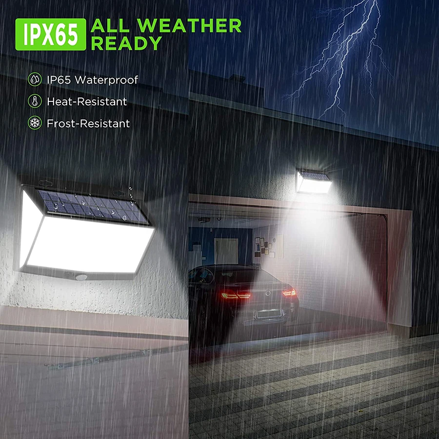 Luz Solar LED 138/468/238 para exteriores, resistente al agua, para jardín, alimentada por energía solar, luz de pared para calle, iluminación de seguridad, 3 modos