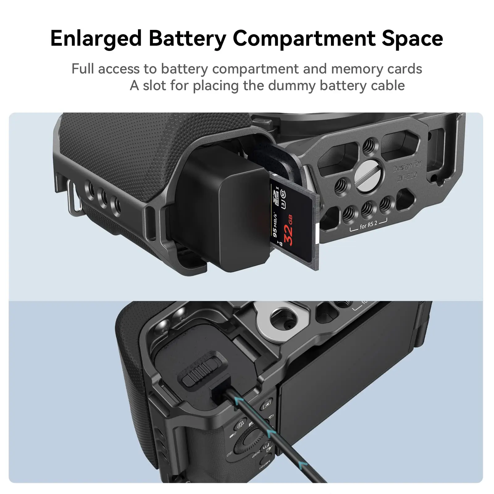 SmallRig para jaula Sony ZV-E10 con empuñadura de silicona y placa de liberación rápida integrada para Kit de plataforma Arca-Swiss Cage con zapata fría 3538