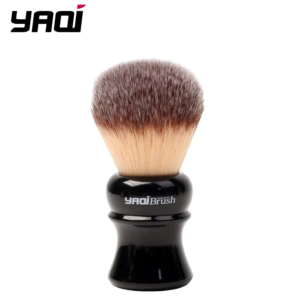 Brocha de Afeitar YAQI Ofel de 24 mm con Mango Negro y Pelo Sintético Amarillo para Hombre