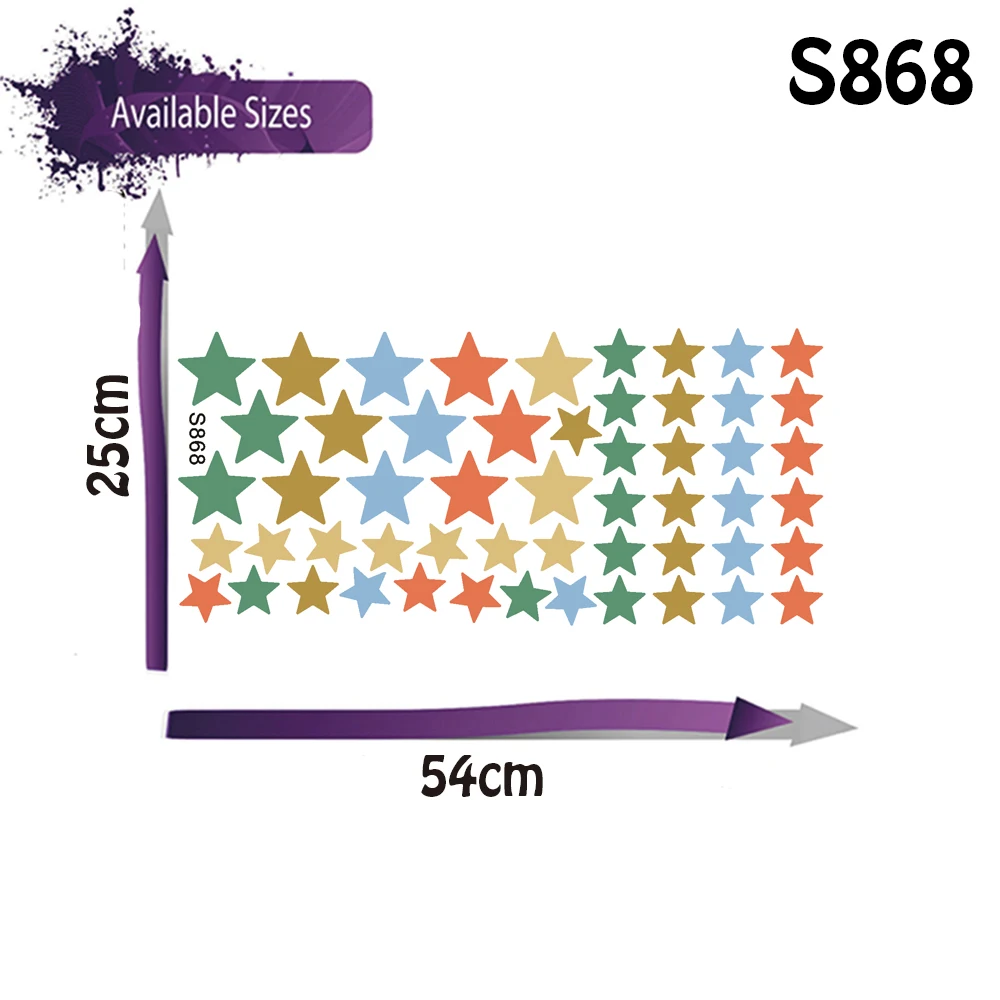 Wild Earth - Pegatinas de pared con estrellas coloridas, pegatina de tela extraíble, calcomanía de pared con estrellas, para decoración de paredes del hogar, dormitorio, sala de juegos