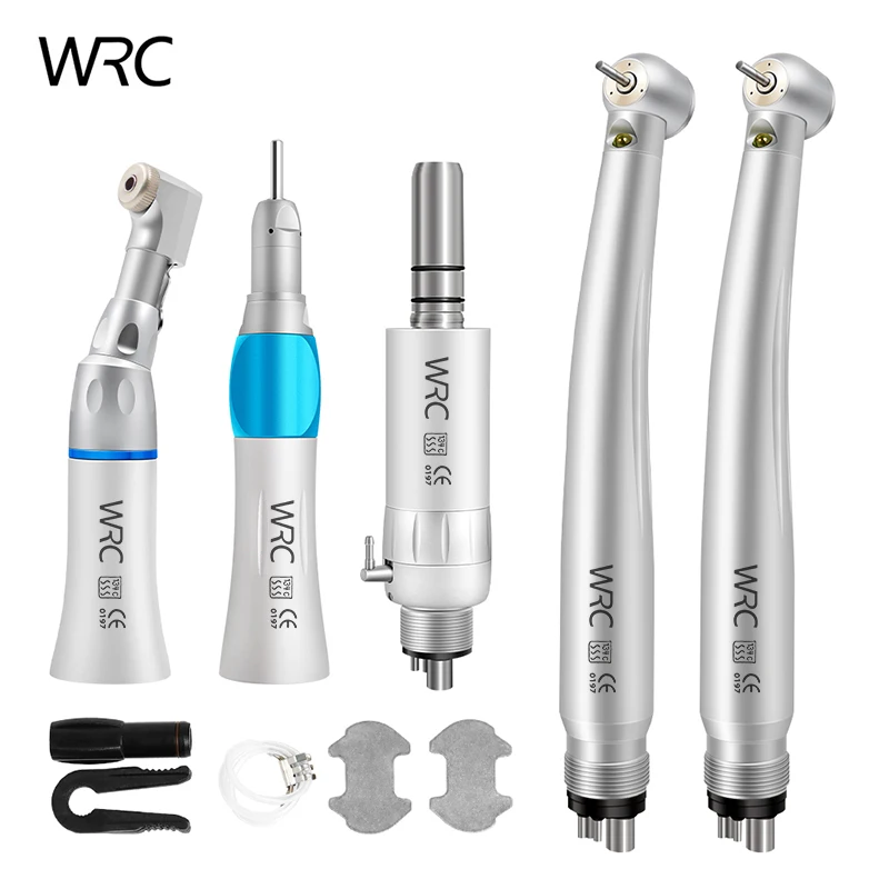 Kit de pieza de mano Dental Led de alta y baja velocidad, cabeza estándar, turbina de aire de contraángulo recto, tres equipos de euificación de generador electrónico de agua