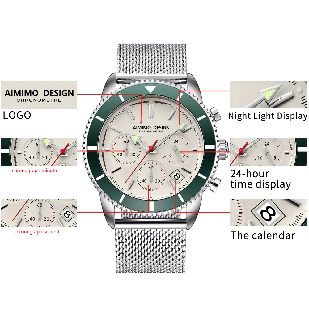 Relojes de Pulsera de Cuarzo Analógicos para Hombre, Cronógrafo, Resistentes al Agua, para Hombre, Moda, Negocios, Trabajo, Casual, Deportivo, de Diseño