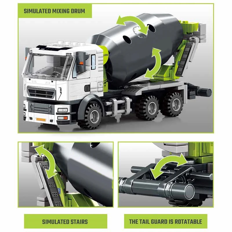 SEMBO-Kits de bloques de construcción de ensamblaje de vehículos de ingeniería, camión mezclador de excavadora MOC, bloques de modelismo, juguetes educativos DIY, regalos para niños