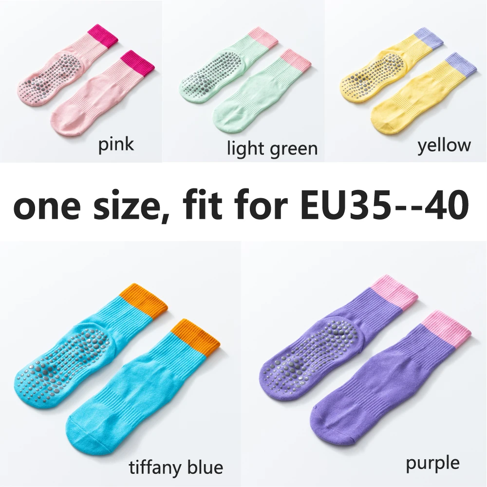 Calcetines de yoga para mujer, medias de algodón antideslizantes para Pilates, deportes, Zumba, ejercicios aeróbicos, fitness, Color a la moda
