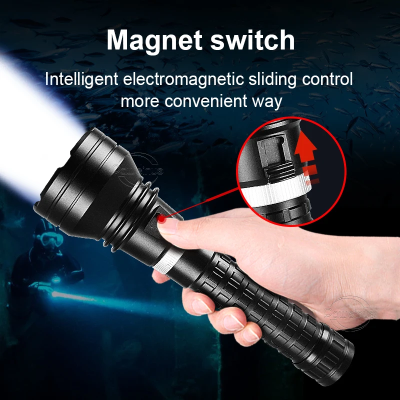 Potente linterna de buceo XHP360 de 10000LM, lámpara subacuática IPX8, antorcha de buceo profesional, linternas LED de alta potencia de 1000M