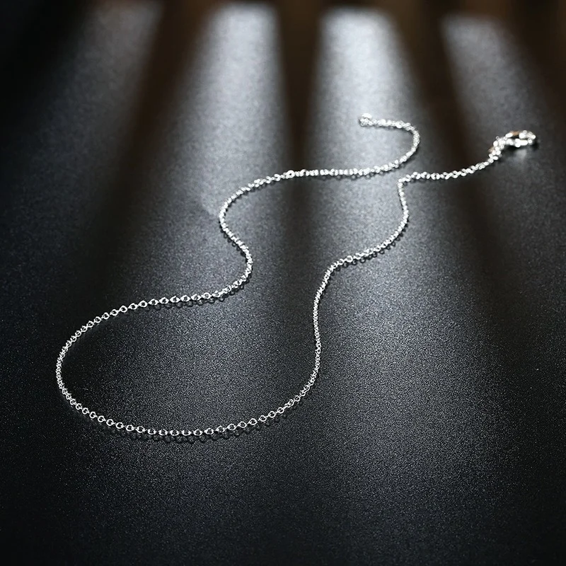 30 Uds. Collar de cadenas redondas circulares de 1MM de Plata de Ley 925 para mujer, joyería de diseño de lujo para fiesta a la moda, colgante de boda