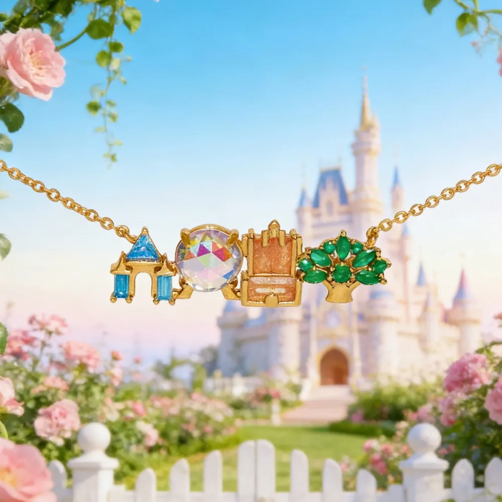 Exquisito Collar con Colgante de Parque de Atracciones con Incrustaciones de Circones de Colores, Diseño Lindo y Dulce, Accesorio de Joyería de Moda Versátil