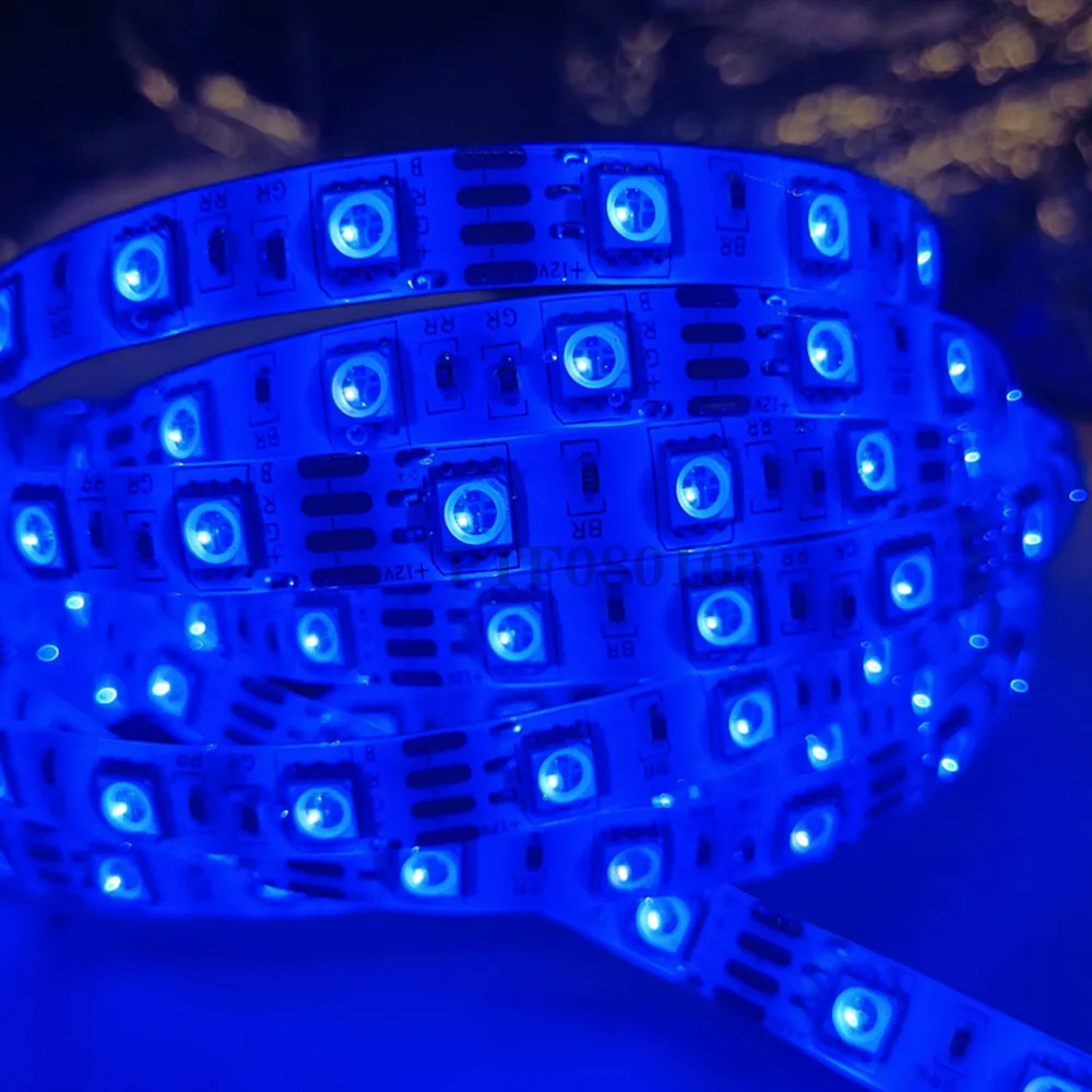Tira de LED 5050 DC 12V 24V RGB blanco cálido 5 metros impermeable raya de luz Flexible 60LED/cinta pigmentada Luces lámpara cinta TV retroiluminación