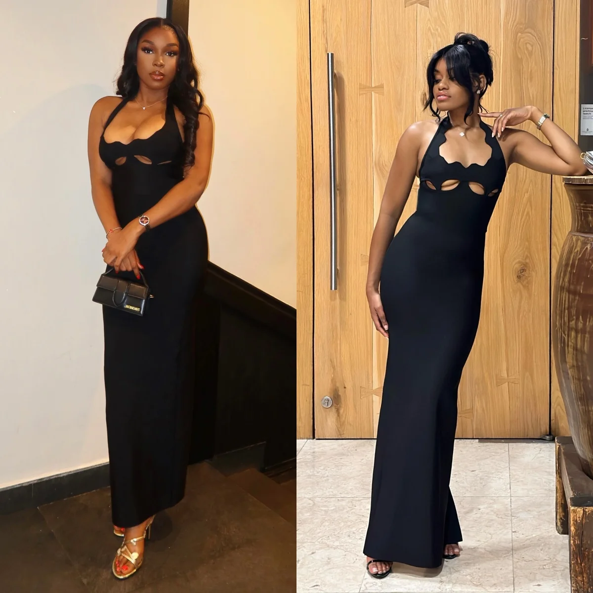 VC negro Halter Vestido elegante para las mujeres 2025 nuevo verano fiesta de noche celebridad ceñido Vestido largo rojo marrón Vestido de graduación