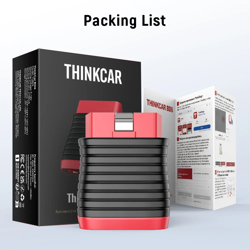 Thinkcar BD6 OBD2 escáner herramienta de diagnóstico de sistema completo 5 reinicio de vida lector de código de coche inalámbrico gratuito para Android Iphone VS BT200