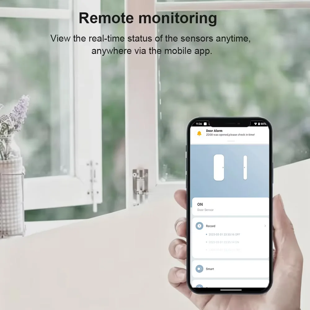 Sensor de puerta y ventana Zigbee 3.0, requiere Zigbee Gateway, funciona con Smart Life, Yandex, Alexa, Zigbee2MQTT, ZHA, Home Assistant