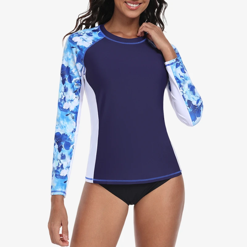 Anfilia Rash Vest para mujer, camisetas de manga larga, protección solar UPF 50+, camisetas para nadar en la playa