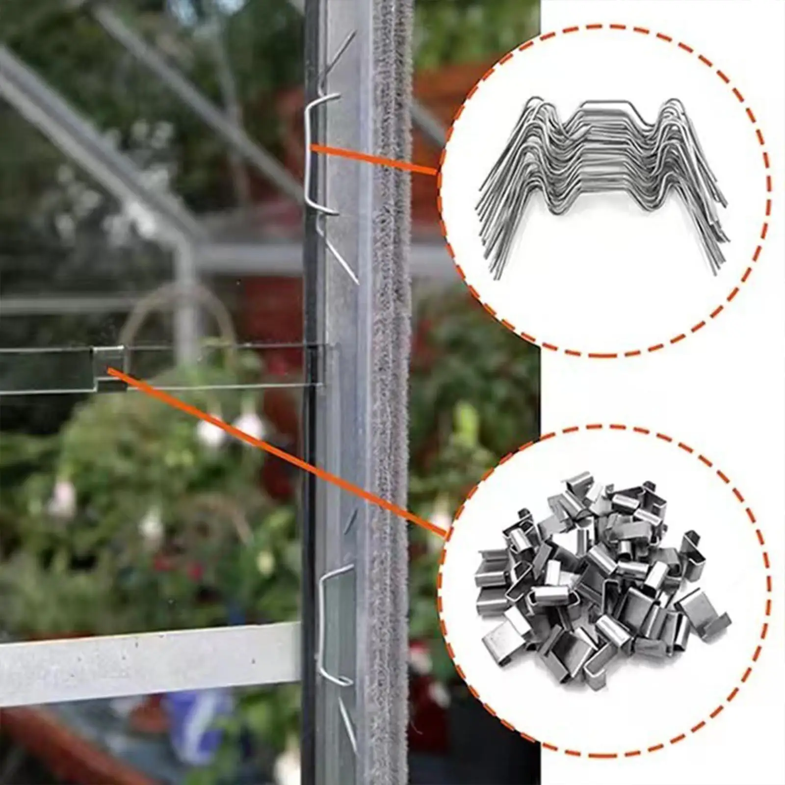 Clips de cristal para invernadero, herramienta de jardinería, Clip de repuesto, herramientas de reparación de invernadero para patio de jardín y Casa, 50 unidades