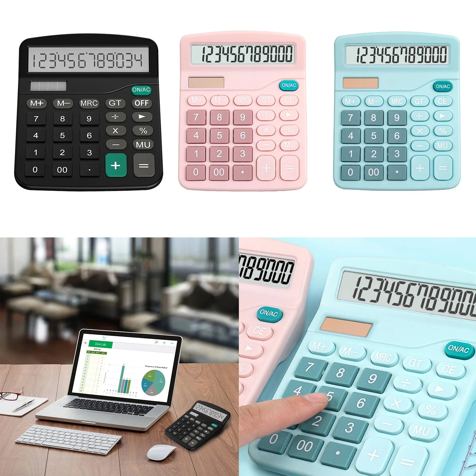 Calculadora electrónica de 12 dígitos, calculadora Solar, fuente de alimentación Dual, calculadora para el hogar, oficina, escuela, herramientas de contabilidad financiera