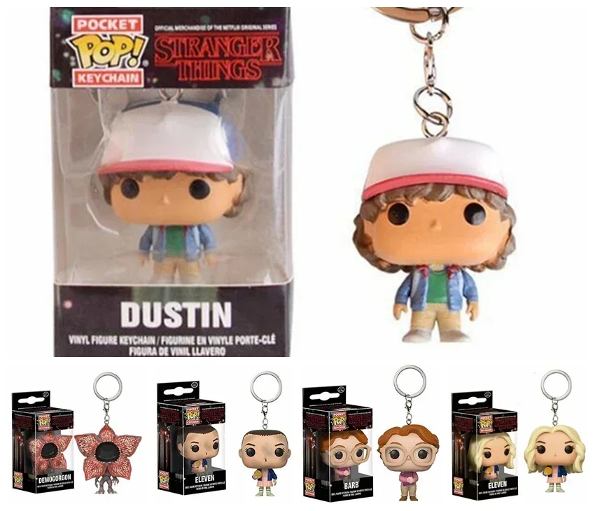 13 estilos FUNKO Pocket Stranger llavero Eleven Dustin Barb Steve Demogorgon figuras de acción juguetes cosas con caja
