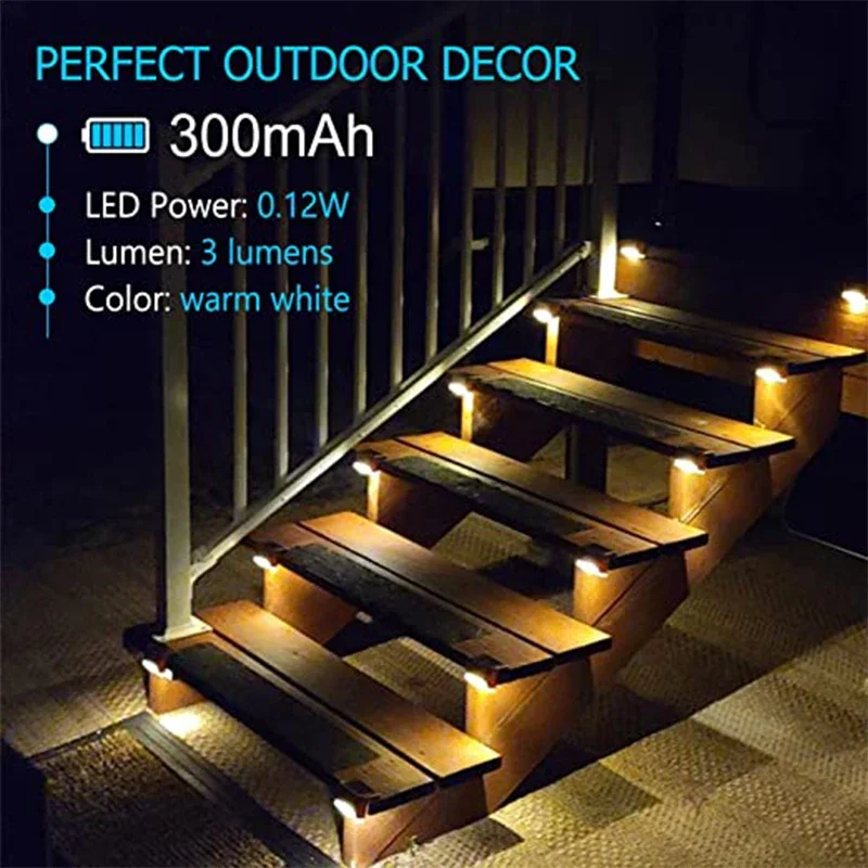 Luces solares LED para exteriores, luces impermeables para cubierta de valla, para patio exterior, balcón, jardín, escalera, 1 ~ 20 piezas