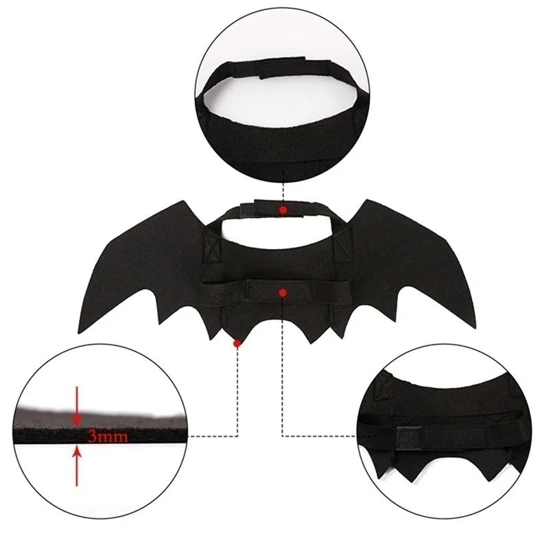 Ropa bonita para mascotas de Halloween, arnés con alas de murciélago negro, disfraz, Cosplay, gato, perro, fiesta de Halloween para suministros para mascotas