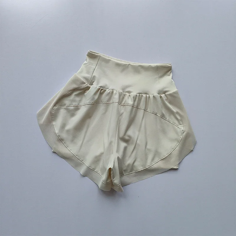 Pantalones cortos deportivos de cintura alta para mujer, pantalones cortos de malla transpirables de doble capa de secado rápido para gimnasio, Fitness, correr, ciclismo y Yoga, verano