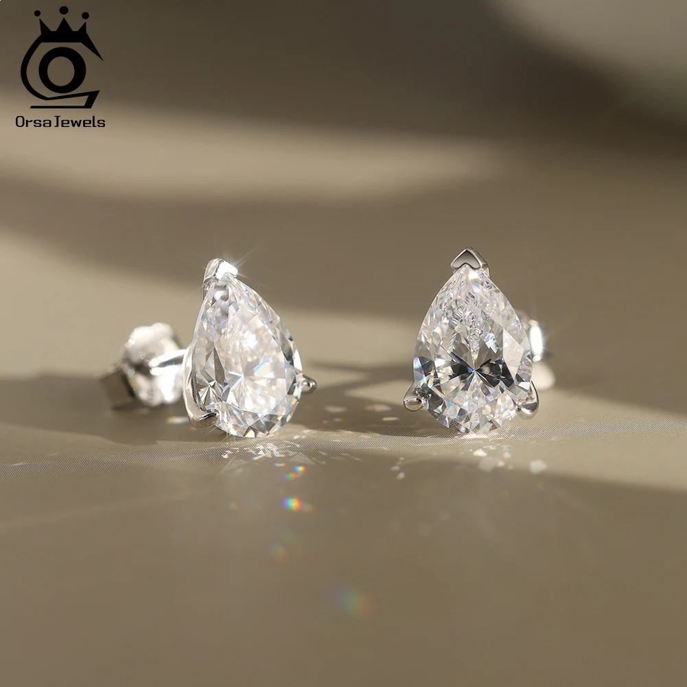 ORSA JEWELS Pendientes de circonita cúbica 8A 100% Plata de Ley 925 brillante CZ hipoalergénico Pendientes de circonita diarios LZE02
