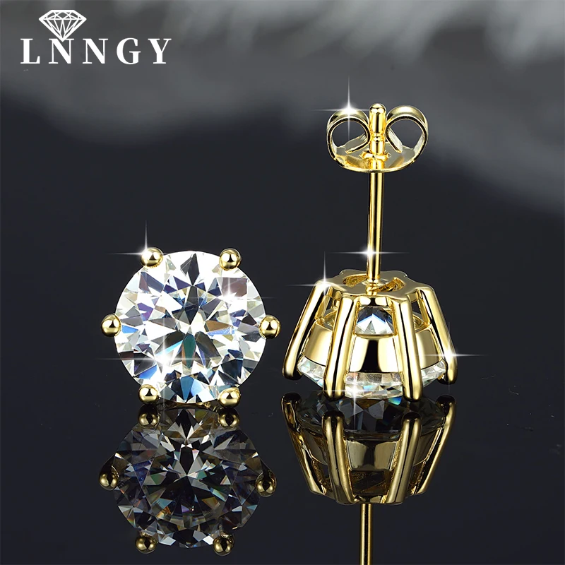 Pendientes de moissanita de color D de 0,5 a 3 quilates, pendientes de diamantes de imitación creados en laboratorio rellenos de oro de 14k para mujeres, joyería para niñas