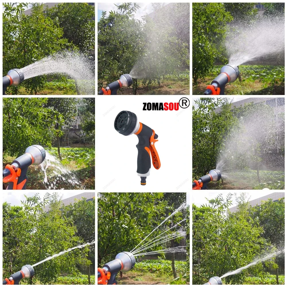 Pistola de riego de jardín, pulverizador de alta presión de 8 modos, boquilla de riego ajustable, aspersor de riego para césped y plantas, 1-5 uds.