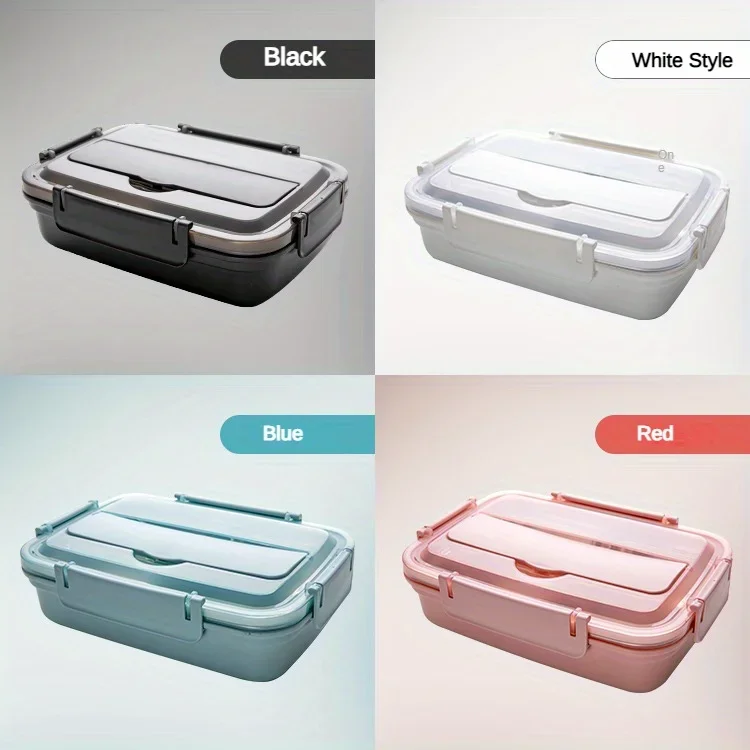 Fiambrera de acero inoxidable a prueba de fugas con 3/4 compartimentos: contenedor Bento duradero y fácil de limpiar para estudiantes y trabajadores de oficina
