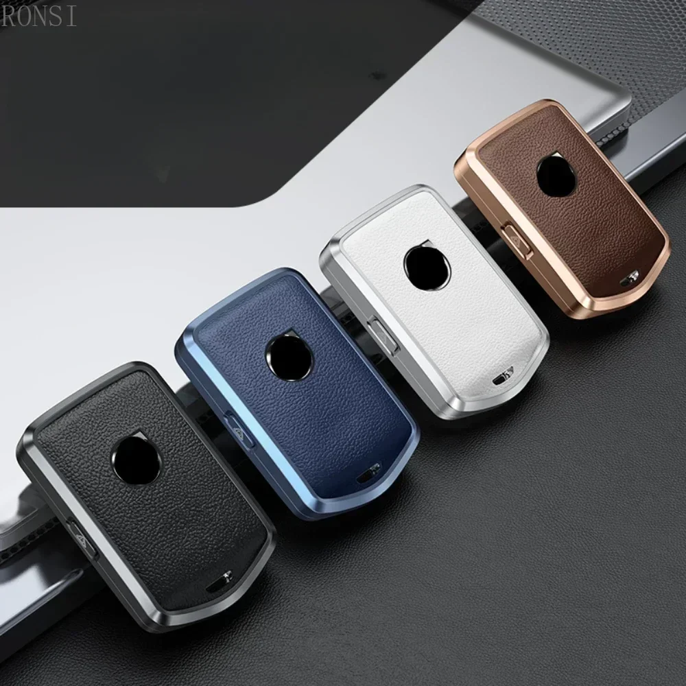 Funda de cuero de aleación de aluminio para llave de coche, carcasa para Volvo S90 S60 XC60 XC90 XC40 C40 V60 V90 T6 T8, llaveros de accesorios para automóvil