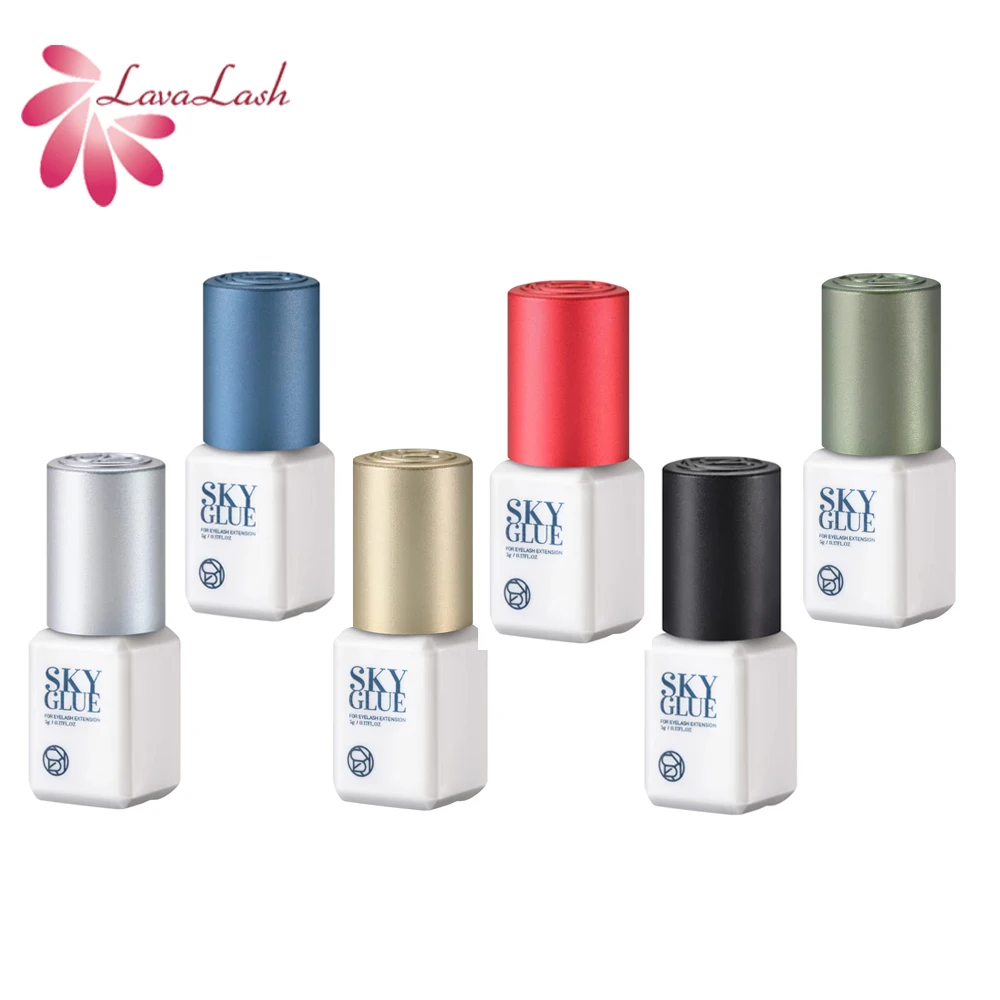 Pegamento de cielo de 5ml, adhesivo para pestañas postizas fuerte de secado rápido, larga duración, pegamento para extensión de pestañas de 6-7 semanas, bajo olor, sin irritación