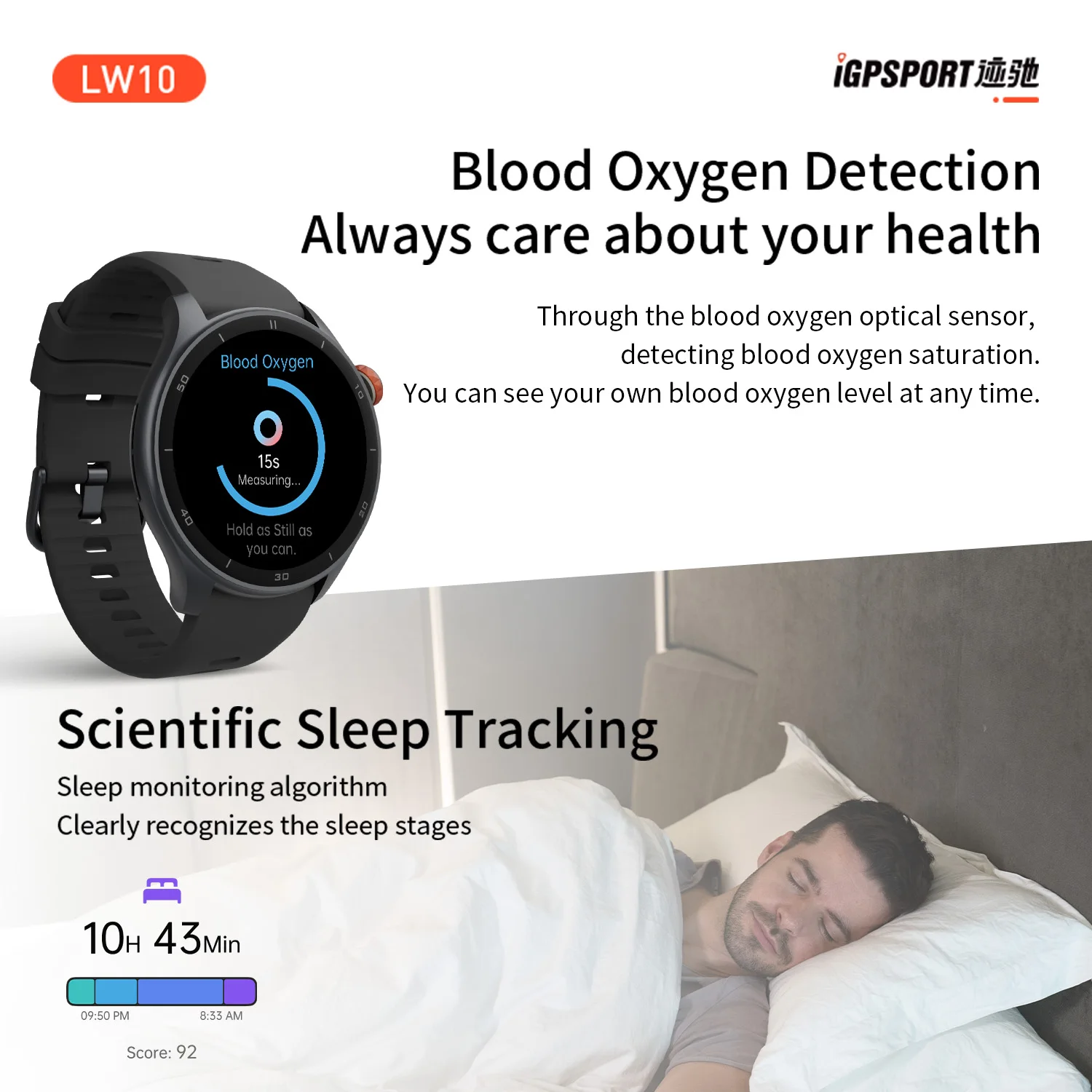 Reloj Inteligente iGPSPORT LW10 con Pantalla AMOLED de 1.43'', Rastreador GPS GNSS, Más de 50 Modos Deportivos, Monitor de Frecuencia Cardíaca/SpO2, Llamadas Bluetooth para Correr, etc.