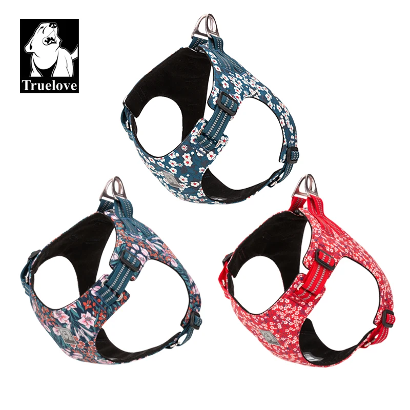 Arnés para Mascotas Truelove, Arnés Floral para Perros, Tipo Chaleco, Cadena para Pasear Perros, para Cachorros y Gatos Pequeños y Medianos, de Algodón Estampado TLH1912