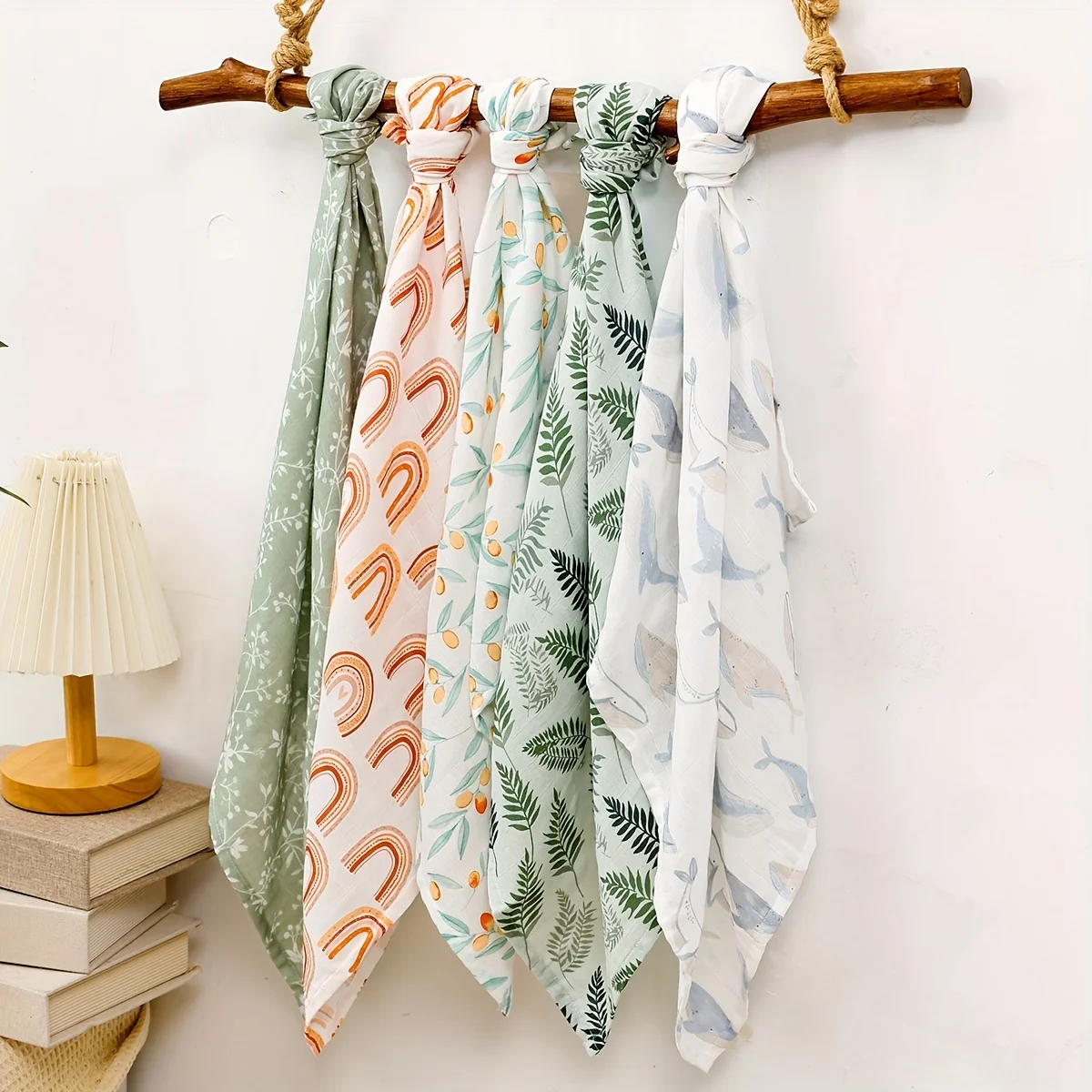 Happyflute-Toallas cuadradas de muselina de algodón y bambú, 60x60CM, juego de 5 piezas, toallitas de gasa suave para cara de bebé y baño, Baberos para bebé recién nacido