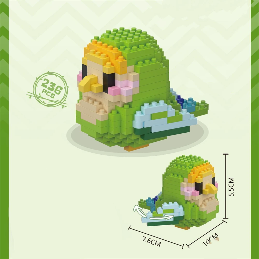Juego de bloques de construcción pequeños de pájaro bonito Kawaii, juguetes educativos creativos de construcción para niños y niñas, juguetes adecuados para decorar