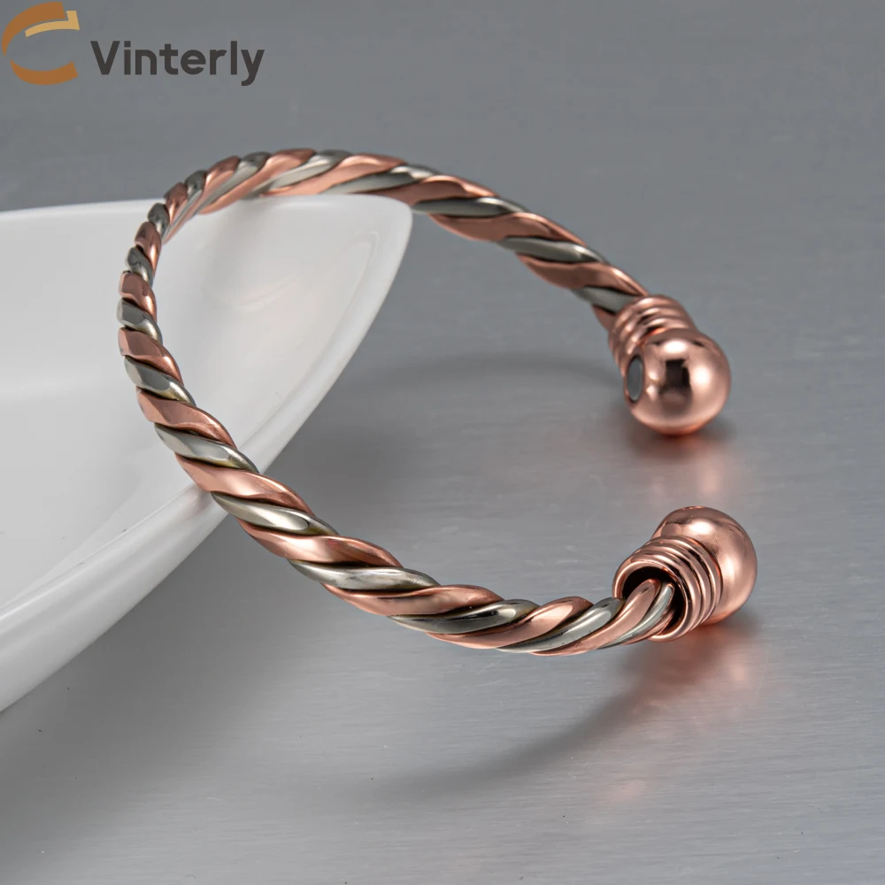 Pulseras de Cobre Puro Vinterly, Magnéticas, Trenzadas, Ajustables, para Alivio de la Artritis, Joyería Magnética para la Salud, Anti Radiación