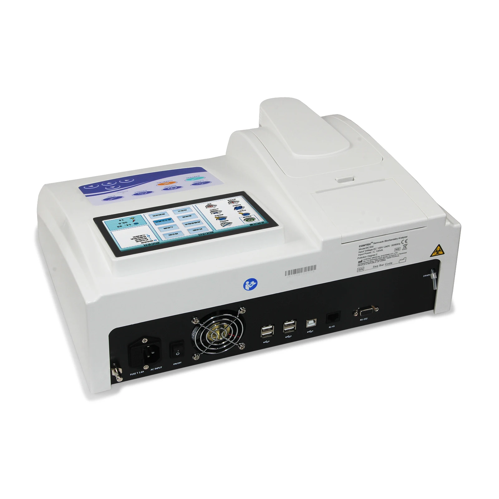 Analizador de bioquímica semiautomático CONTEC Touch Screen BC300, reactivo abierto de glucosa en sangre, lípidos en sangre, 3 modos