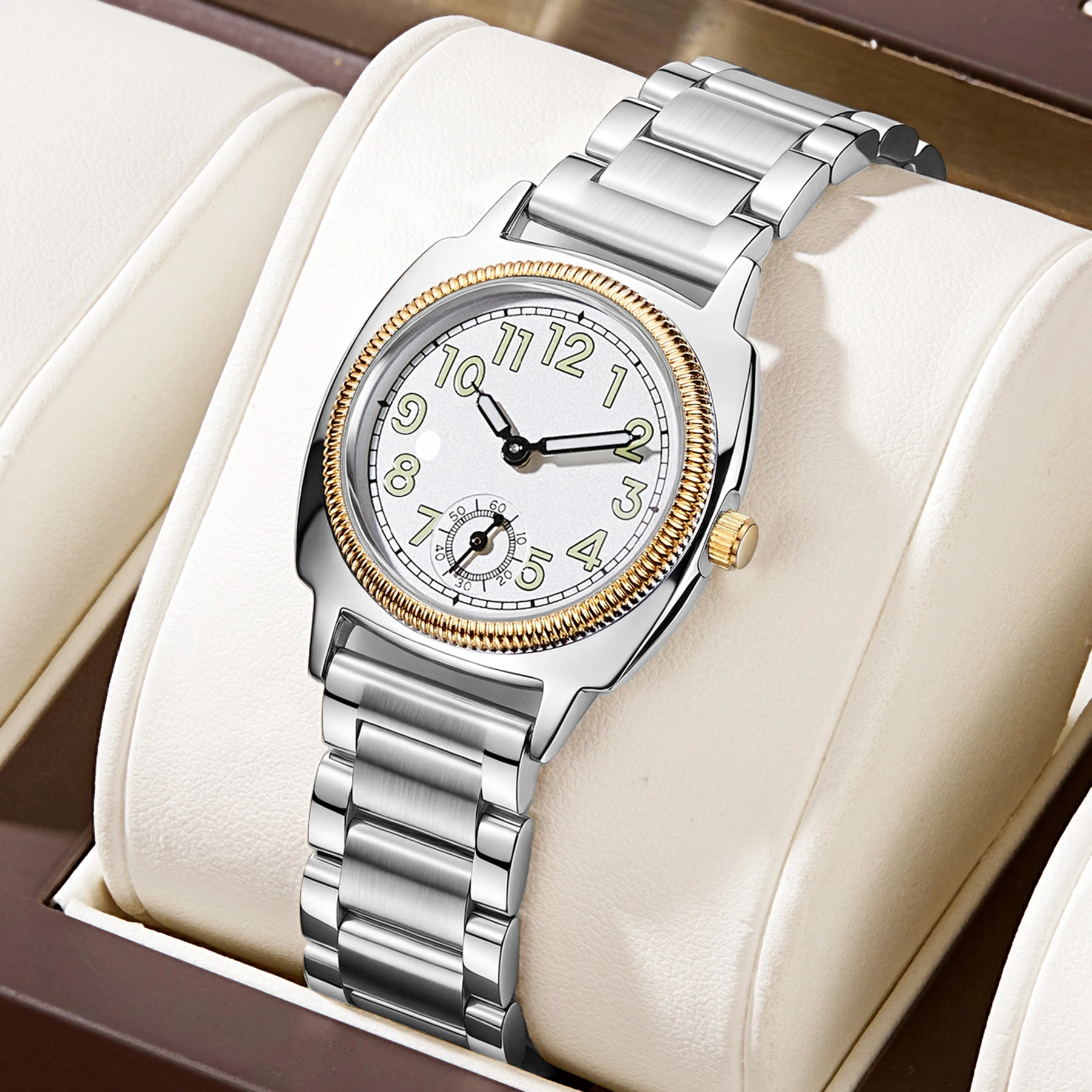Reloj de Mujer, Elegante y Refinado, de Estilo Sencillo y Exclusivo, con Correa de Acero Inoxidable, Movimiento de Cuarzo, Único
